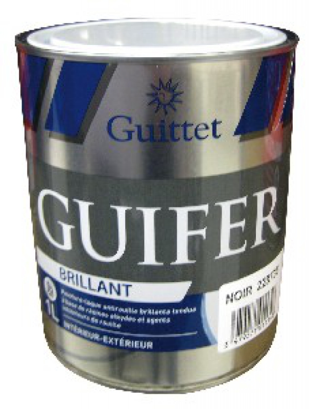 Guifer+ brillant noir 1L peinture laque antirouille Guittet