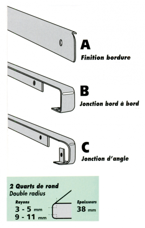 Les produits   Menuiserie intérieure - Profil plan de travail  finition bordure aluminium